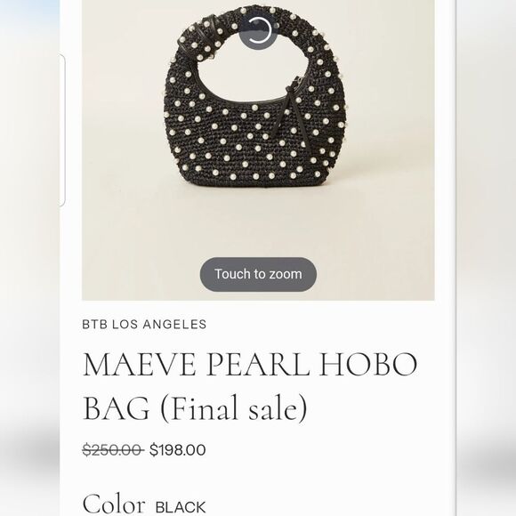 Chic Black MAEVE Pearl HOBO Bag!!! GORGEOUS!!! NWT!!! REDUCED PRICE!!! - Picture 3 of 4